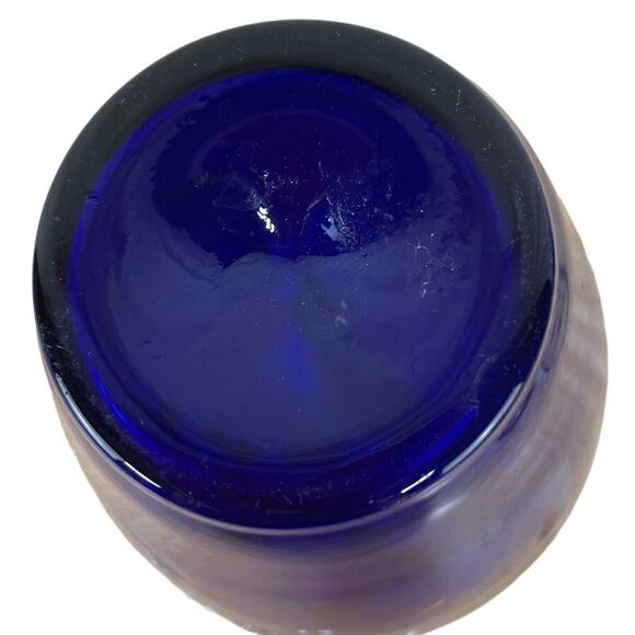 Vintage Signed Moser Art Glass Cobalt Blue Vase Gold Gilt Good Condition - Picture 4 of 12